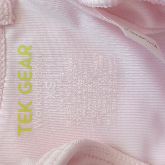 XS Tek Gear pink wicking, stretch fabric, sports workout bra w/ removable cups - Picture 16 of 16